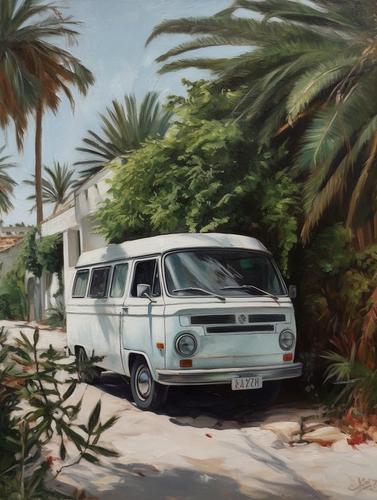 mhoydich acrylic painting of a white van parked in a street wit 562243a0 183a 421a a8b9 93eb2b5d9b99.png
