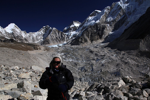 Looking up the Khumbu Glacier Nuptse 7861m on the right of the photo.jpg