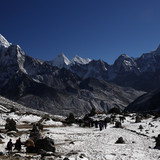 Approaching Chukpo Lari Ama Dablam 6856 and further to the Tibetan border