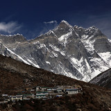 Shomore Village with Everest and Lhotse 8414m, Lhotse middle 8410m and Lhotse Shar 8393m