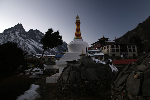 Mani stones and Stupa at Thyangboche Monastery.jpg