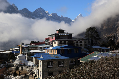 morning light of Thyangboche Monastery with Karyolung 6511 in the background.jpg