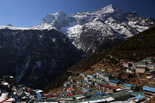 Namche Bazaar looking South West to Karyolung 6511m.jpg