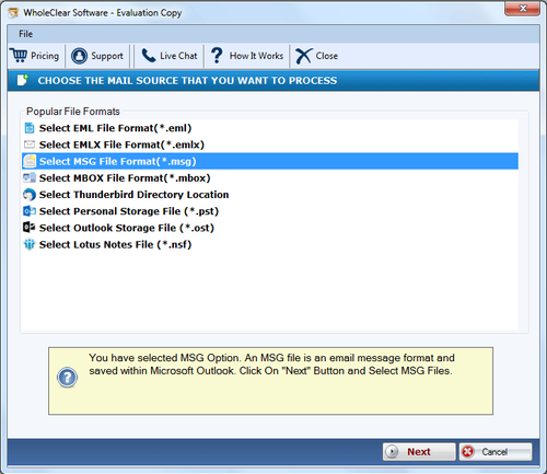 WholeClear MSG to NSF Converter software.png