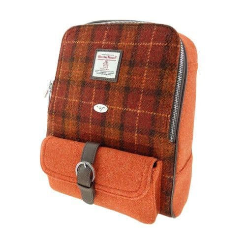 women s harris tweed naver backpack in brown with orange overcheck 4767 p.jpg