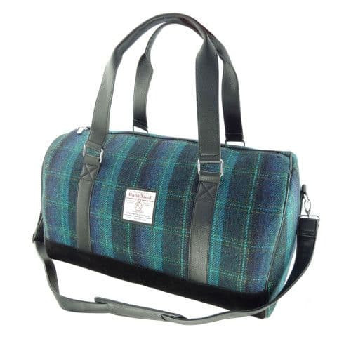harris tweed clyde weekend bag blue with turquoise overcheck col119 8407 p.jpg