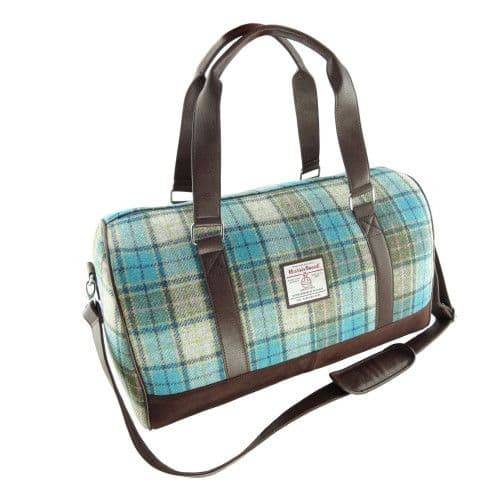 harris tweed clyde weekend bag in turquoise tartan col122 8409 p.jpg