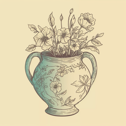 mhoydich doodle of a vase with some flowers inside in the style fbf72acb 71c3 4dd7 bc2e a71fc4087437.png