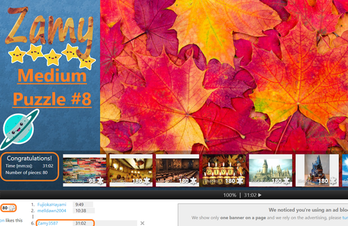 Oct Nov Monthly puzzle Medium puzzle 8