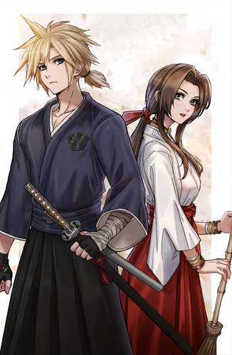 FF7 Aerith e Cloud espadachins (by LukrevaDraws).jpg