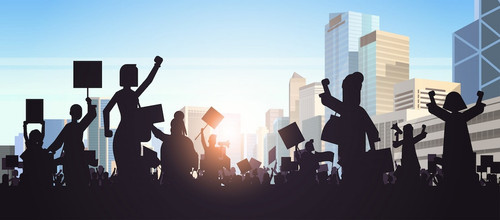 silhouette people crowd protesters holding protest posters men women with blank vote placards demons.jpg