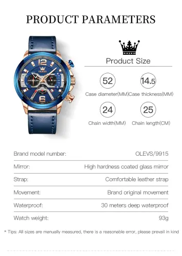 OLEVS Watch for Men Waterproof Luminous Original Leather Strap watch 1.webp
