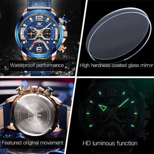 OLEVS Watch for Men Waterproof Luminous Original Leather Strap watch lumin.webp