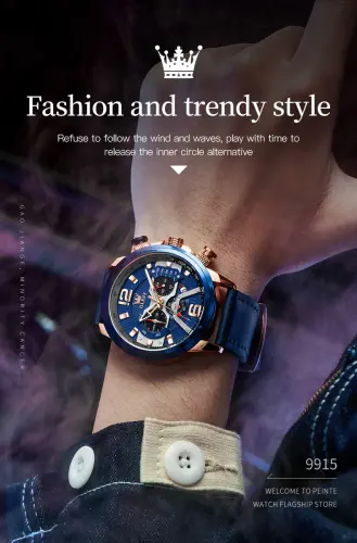 OLEVS Watch for Men Waterproof Luminous Original Leather Strap watch 3.webp