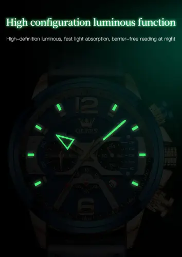 OLEVS Watch for Men Waterproof Luminous Original Leather Strap watch 6.webp