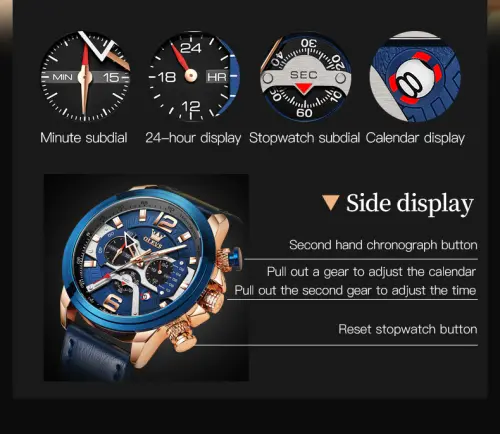 OLEVS Watch for Men Waterproof Luminous Original Leather Strap watch 9.webp