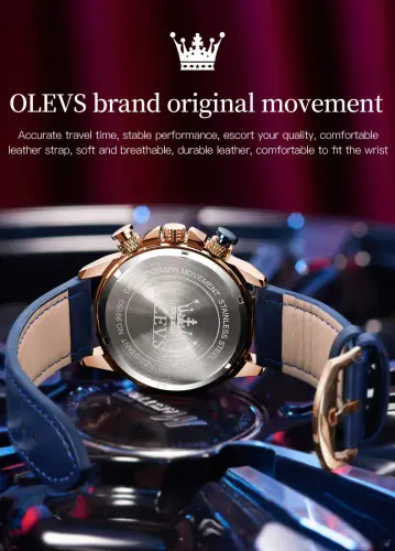 OLEVS Watch for Men Waterproof Luminous Original Leather Strap watch 5.webp