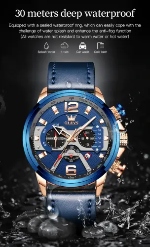 OLEVS Watch for Men Waterproof Luminous Original Leather Strap watch 8.webp