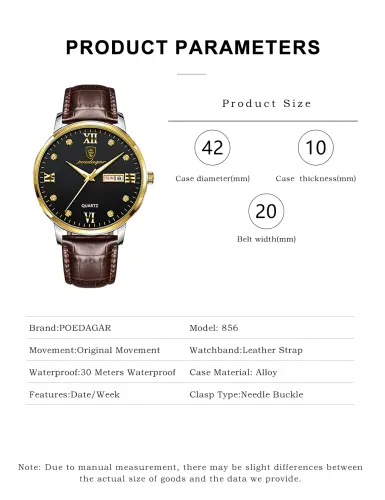 POEDAGAR Men's Watches Top Brand Luxury Men Wrist Watch Leather Quartz Watch 6.webp