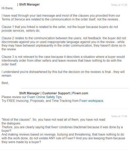 fiverr condones blackmail