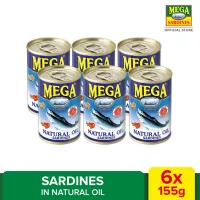Mega Sardines in Natural Oil, Mega Mackerel in Natural Oil 155g Pack of 6 |₱162.00.webp