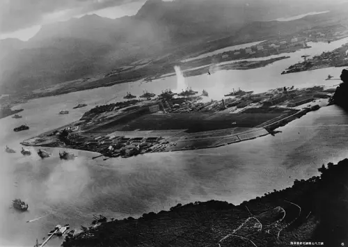 Attack on Pearl Harbor Japanese planes view