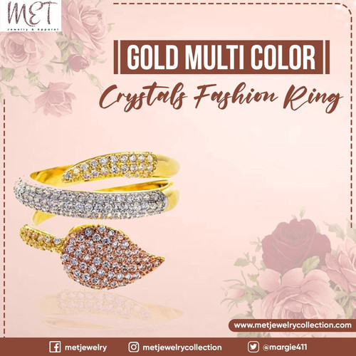 Gold Multi Color Crystals Fashion Ring.jpg
