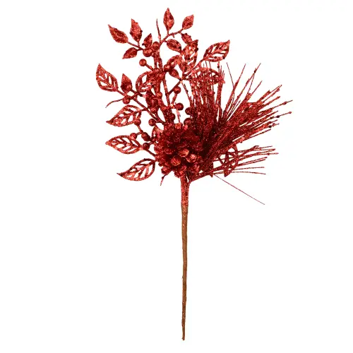 Vickerman 10 Red Pinecone Glitter Leaf Artificial Christmas Pick 12 per Bag 3ddacac2 06e7 44c3 9ab3 .webp