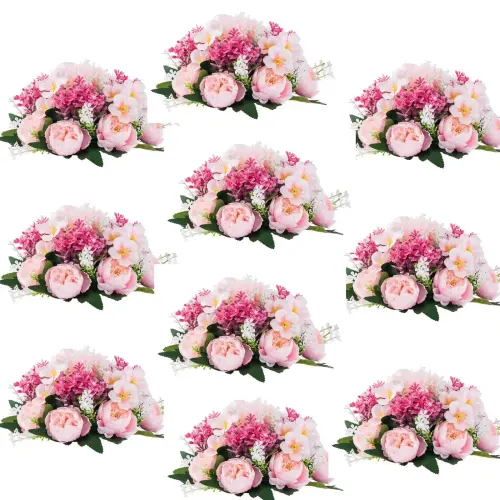 Blosmon Wedding Artificial Flowers Centerpieces Set 10 Pink Fake Flower Kissing Balls Floral Arrange