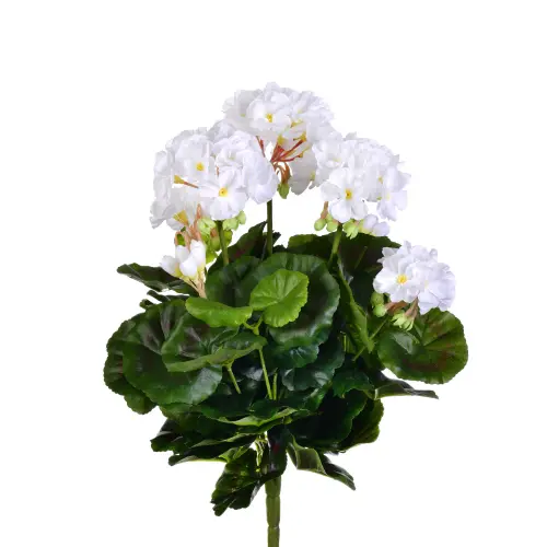 Vickerman Everyday Artificial 15 25 White Polyester Geranium Bush Faux Indoor Bush For Home or Offic