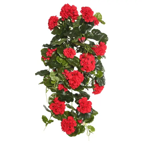 Vickerman 29 Artificial Red Polyester Geranium Hanging Bush d144a6d4 bd1b 4294 9dd1 8f64929f919a.059