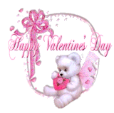 Cute white teddy Happy valentines day animated text.gif