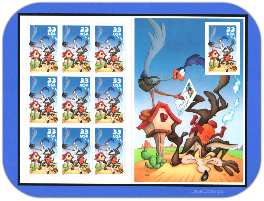 2000 WILE E. COYOTE & ROADRUNNER Looney Tunes Booklet Die Cut / IMPERF # 3392