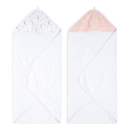 EHTC20023 1 baby cotton muslin hooded towels blushing bunnies 2pack.jpg