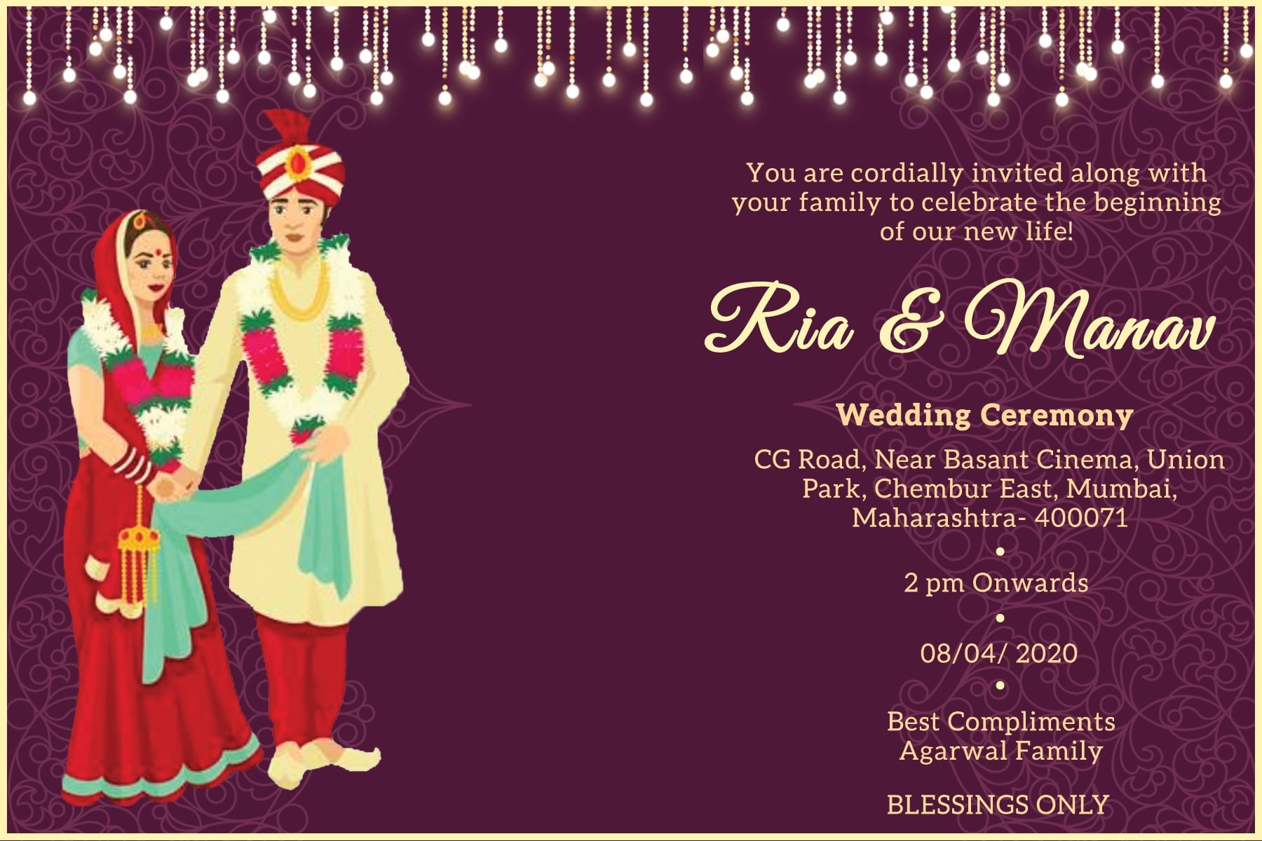 Customized Couple WhatsApp wedding invitation ecard