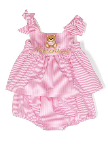 moschino baby abito pagliacetto righe bianco rosa neonata a.jpg