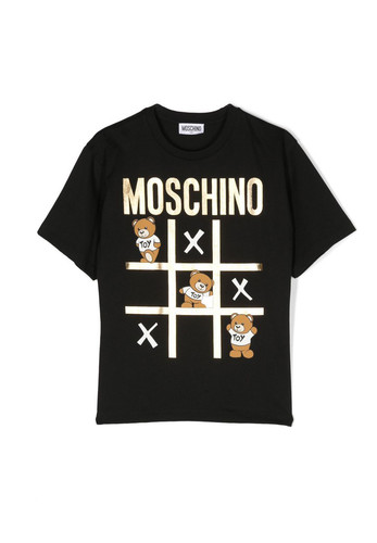 moschino kids t shirt nera stampa tris teddy bear bambini a.jpg