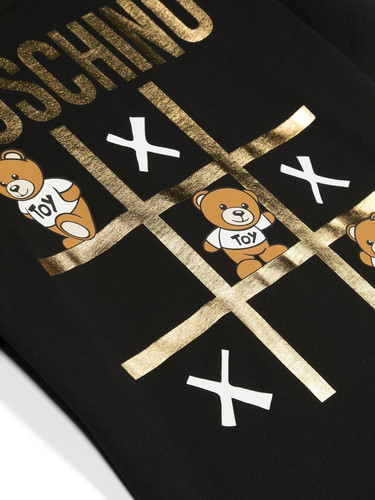 moschino kids t shirt nera stampa tris teddy bear bambini b.jpg