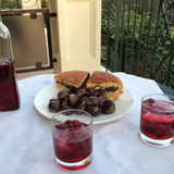 Chestnuts and cake from Rosa; Strawberry wine from Georgina