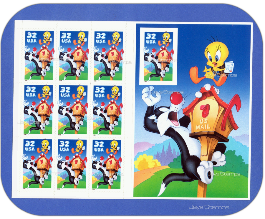 1998  SYLVESTER & TWEETY  Looney Tunes Booklet  with Die Cut / IMPERF  # 3205