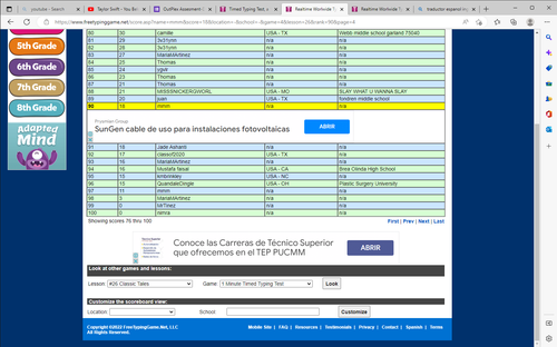 Realtime Worlwide Typing Game Scoreboard FreeTypingGame.net y 4 páginas más Personal 2 Microsoft​ Ed.png