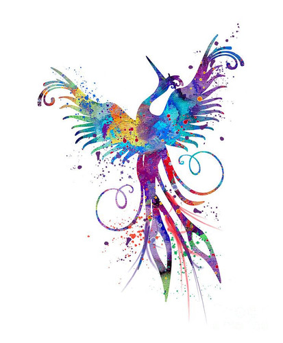 phoenix watercolor print nursery art gift for her bird art svetla tancheva.jpg