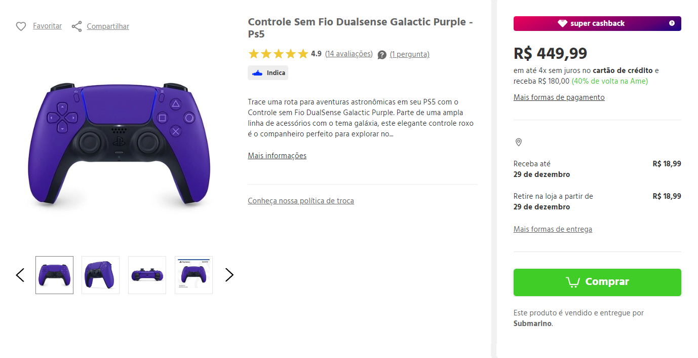 Controle Dualsense - Galactic Purple