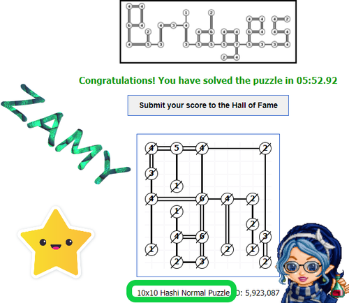 10x10 Hashi Normal Puzzle