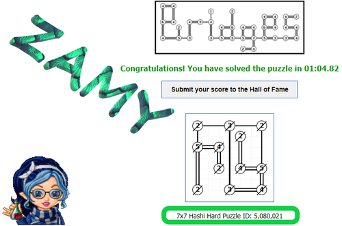 7x7 Hashi Hard Puzzle