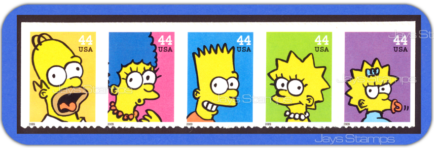 2009 THE SIMPSONS Homer Cartoon STRIP of 5 MINT Stamps in Cat Order #4399-4403