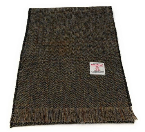 harris tweed scarf dark brown herringbone.jpg