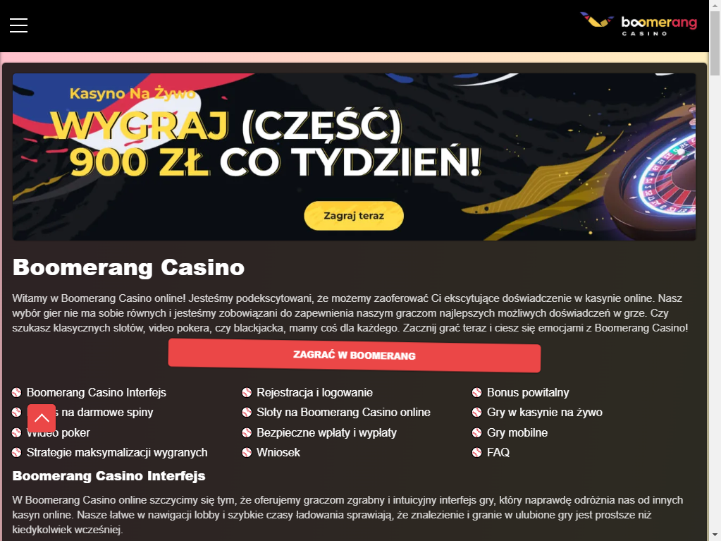 Boomerang Casino Poland Review
