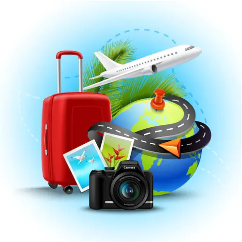 vacation holidays background with realistic globe suitcase photo camera 1284 10476.webp