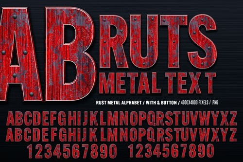 Rust Metal Text Alphabet